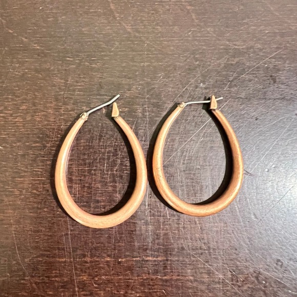 Oval Hoop Earrings Brown Copper Color Statement Dangle Earrings Women - Picture 6 of 13
